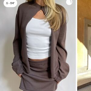 Djerf Avenue Button Up Cardigan Brown Cocoa size M